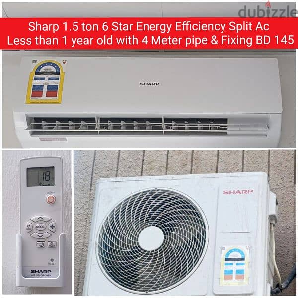 Split ac and other items for sale with Delivery and fixing 1