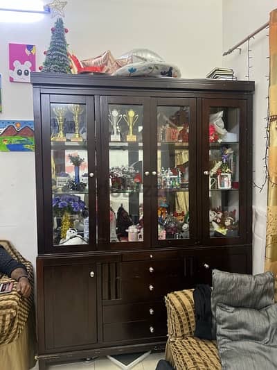 Wooden Glass Showcase Cabinet with Storage – Excellent Condition