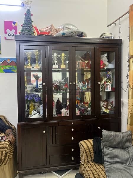 Wooden Glass Showcase Cabinet with Storage – Excellent Condition 0