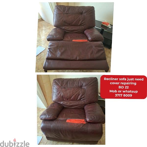 Recliner sofa and other household items for sale with delivery 0