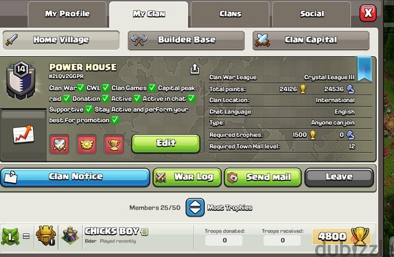 Clash Of Clans , Level 14 Clan for Sale Only 25 BD , Best Offer 0