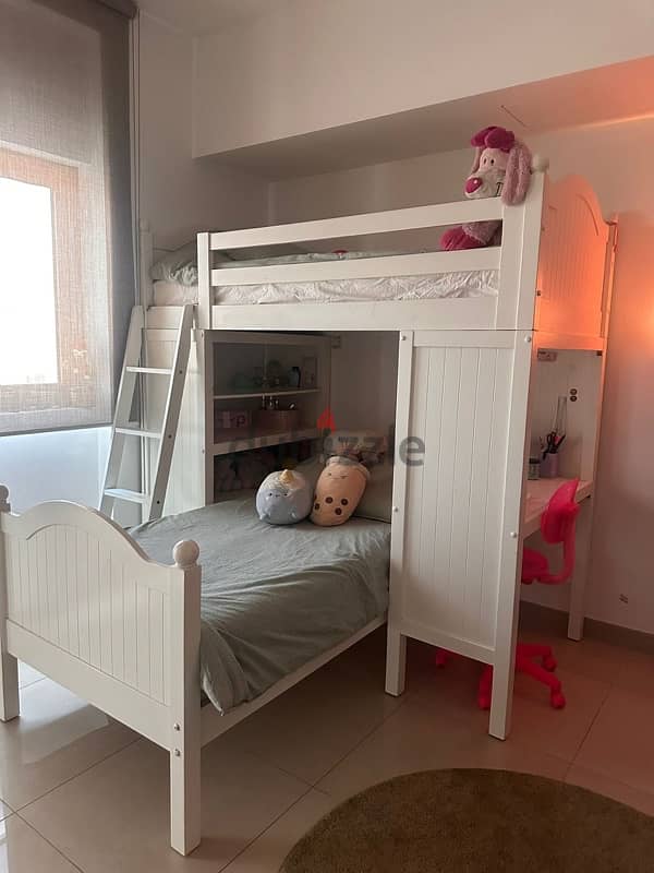 kids bunk bed + desk 0