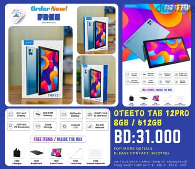 OTEETO TAB 12pro 5G -  8GB / 512GB( BRAND NEW )