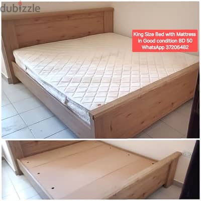 King size Bedd with mattresss and other items for sale with Delivery