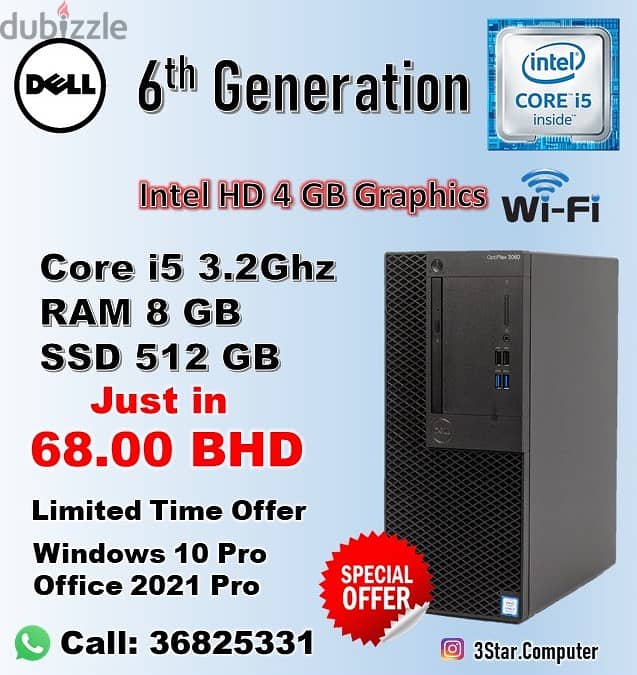 Dell Core i5 6th Gen RAM 8GB SSD 512GB SSD 1Year Warranty Ready To Use 0