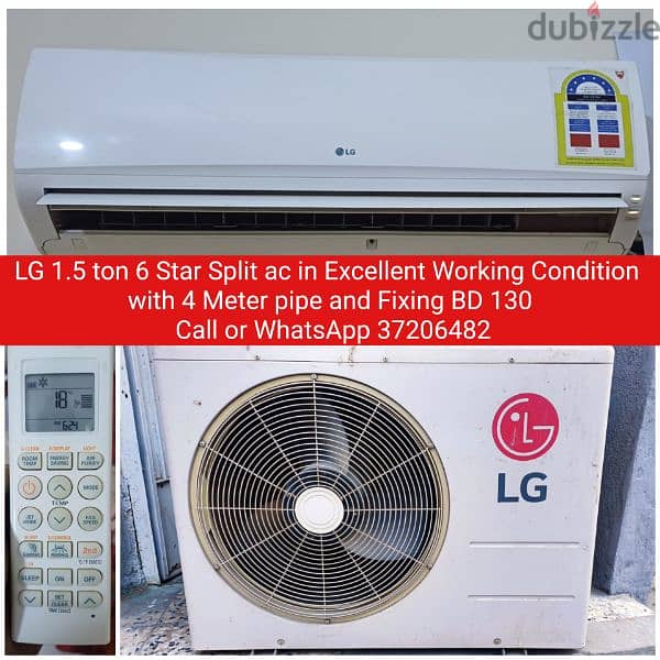 LG 1.5 ton Split ac and other items for sale with fixing 0