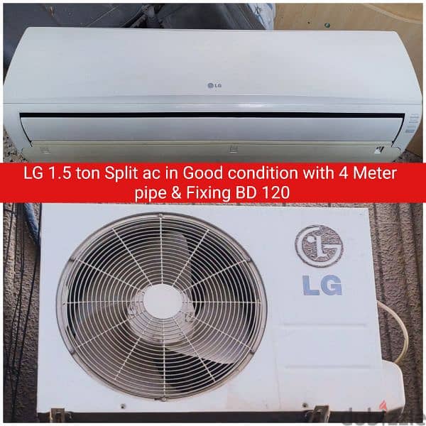 LG 1.5 ton Split ac and other items for sale with fixing 1