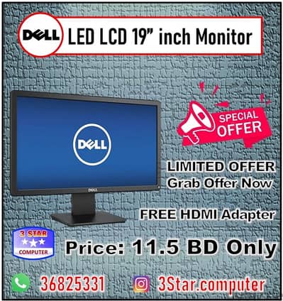 Dell 19"HD Widescreen Monitor FREE HDMI Adapter Just In 11.5 BHD