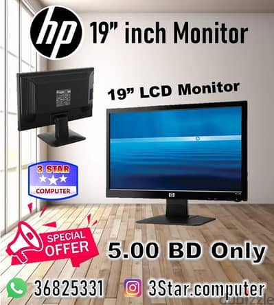 HP 19"LCD Widescreen Monitor Good Working Condition  5.00 BHD Only