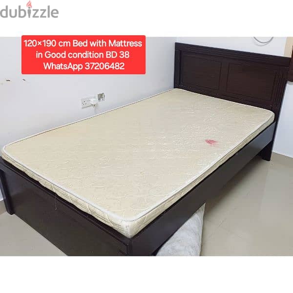 Queen size metal bed with Mattress and other items for sale 5