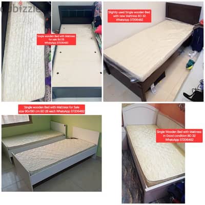 Single wooden bed with mattresss and other items for sale wd Delivery