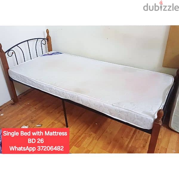 Single wooden bed with mattresss and other items for sale wd Delivery 1