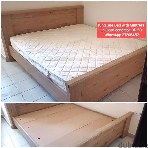 Single wooden bed with mattresss and other items for sale wd Delivery 3