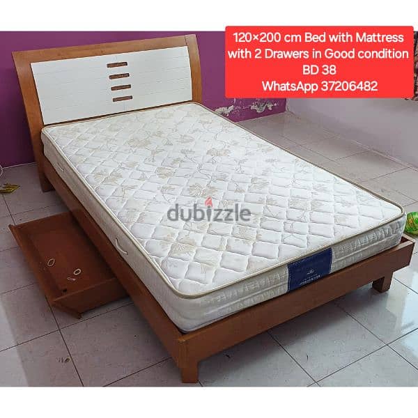 Single wooden bed with mattresss and other items for sale wd Delivery 7