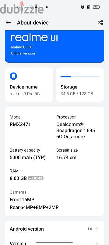 realme 9 pro 5g ram 8+8/128 gb phone good 1