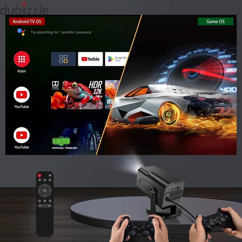 4K Gaming Smart Android Wi-Fi Projector With 2 Joystick 150"Big Screen 0