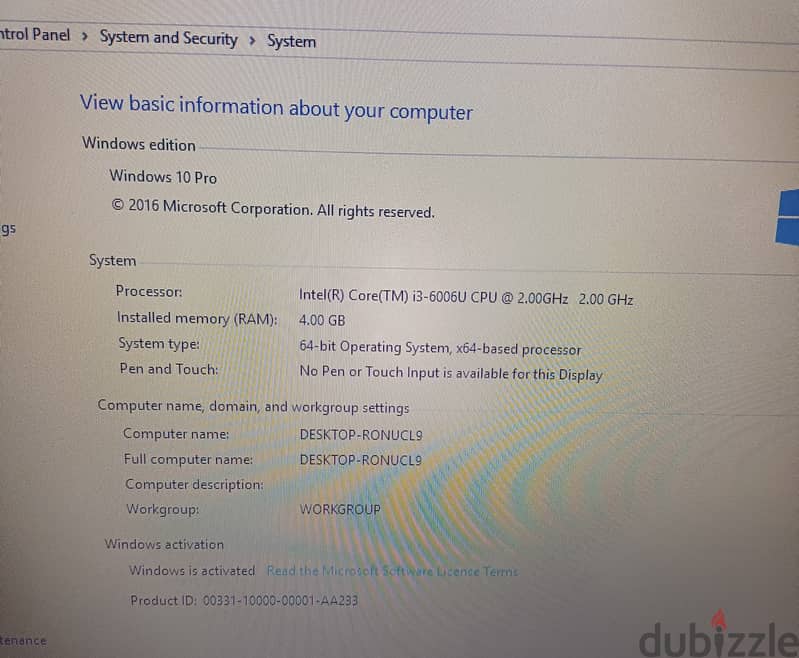 Hello i want to sale my laptop Lenovo core i3 6th generation ram 4gb h 3