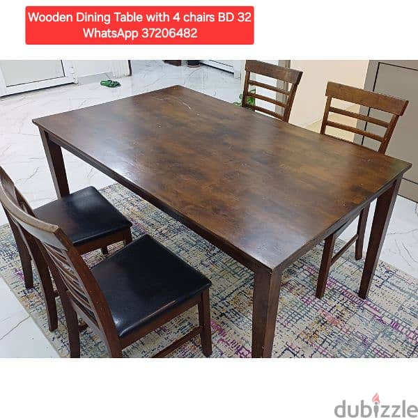 Wooden Dining Table with 4 chairs and other items for sale 0