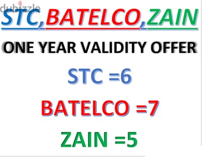 stc, Batelco, zain  one year Validity offers