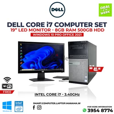 Dell Core i7 Computer Set 8GB Ram 500GB HDD 19" HD Monitor - 39548774