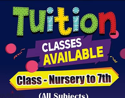 Tuition available for KG to grade 7,near MAX showroom segaya. 36123421