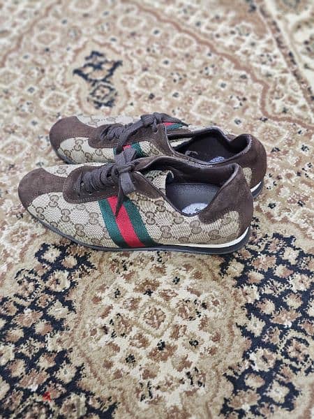 Gucci Beige/Brown GG Canvas and Suede Web Low Top Sneakers Size 38.5 2