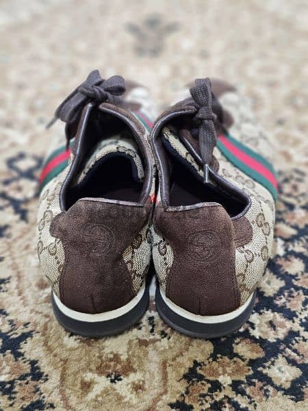 Gucci Beige/Brown GG Canvas and Suede Web Low Top Sneakers Size 38.5 6