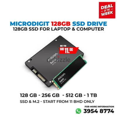 128GB SSD & M. 2 Start From 11 BHD For Laptop & Computer Cell: 39548774