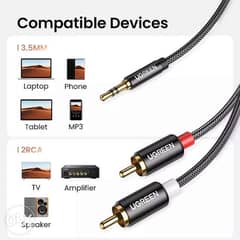 UGREEN RCA Cable HiFi Stereo 2RCA to 3.5mm Audio Cable AUX RCA Jack 3. 0