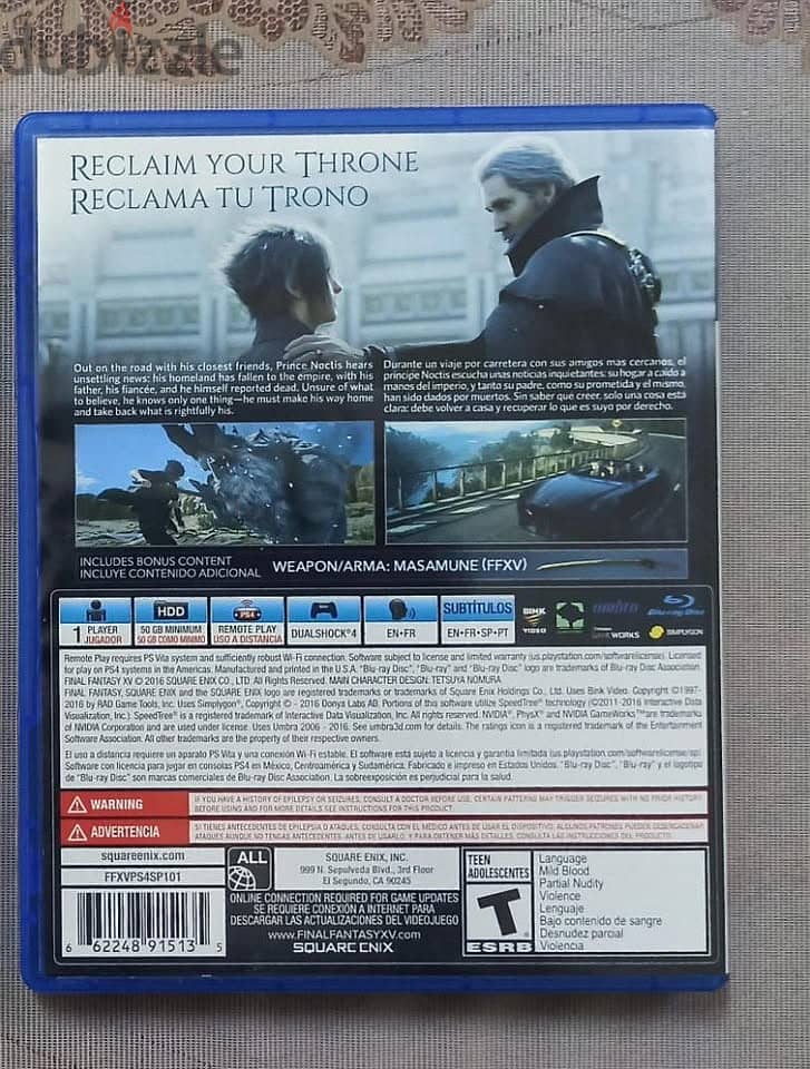 Final Fantasy XV PS4 PS5 Game Disc 3