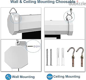 New Box Packed 120" Wall Mounted Projector Screen With 2 Remotes 53 BD 3