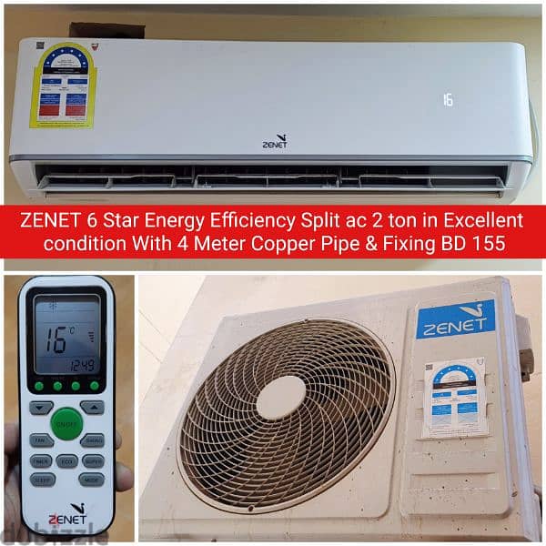 Zenet 2 ton split ac and acss for sale in Good condition with fixing 0