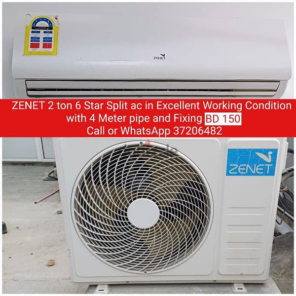 Zenet 2 ton split ac and acss for sale in Good condition with fixing 7