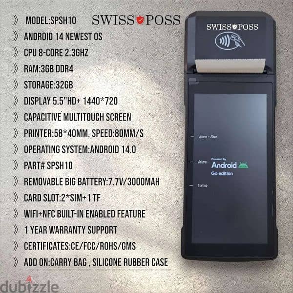 SWISSPOSS ANDROID HANDHELD DEVICE ANDROID 14 0