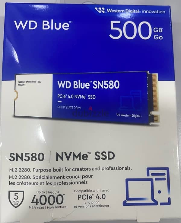 WD 500 blue SN580 PCIe Gen4 Nvme SSD 0