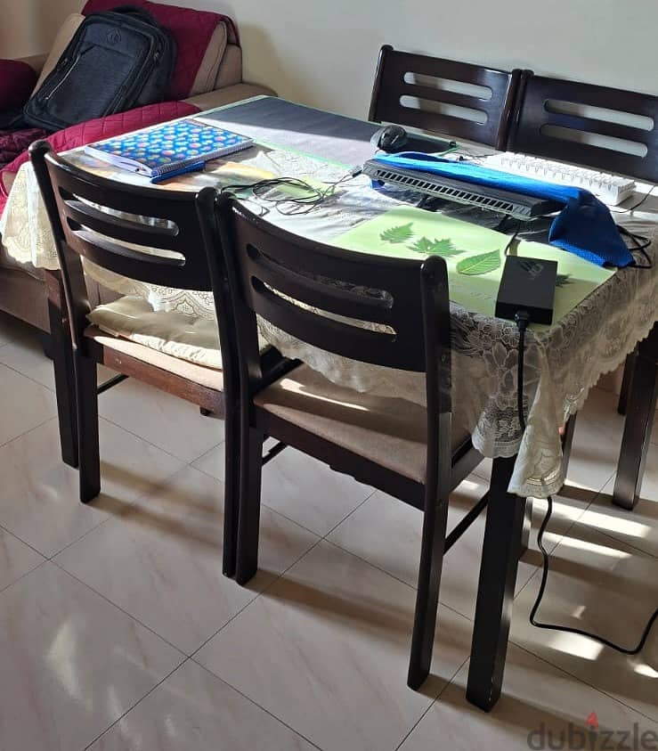 wooden dining table  with 4 chairs 0