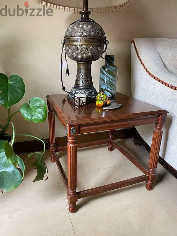 hard wood coffee table with side table 4