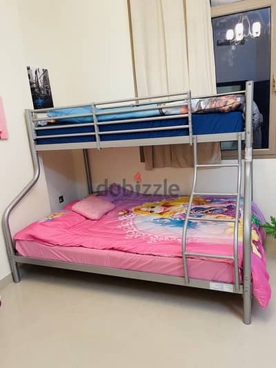 Solid Bunk bed with medicated mattress in brand new condition