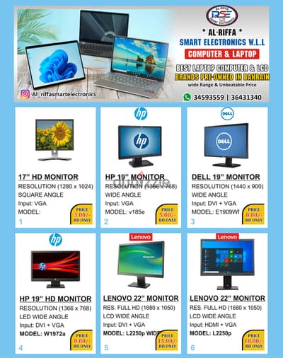 Special Offer DELL HP LENOVO Monitor All Size Available in Good Price