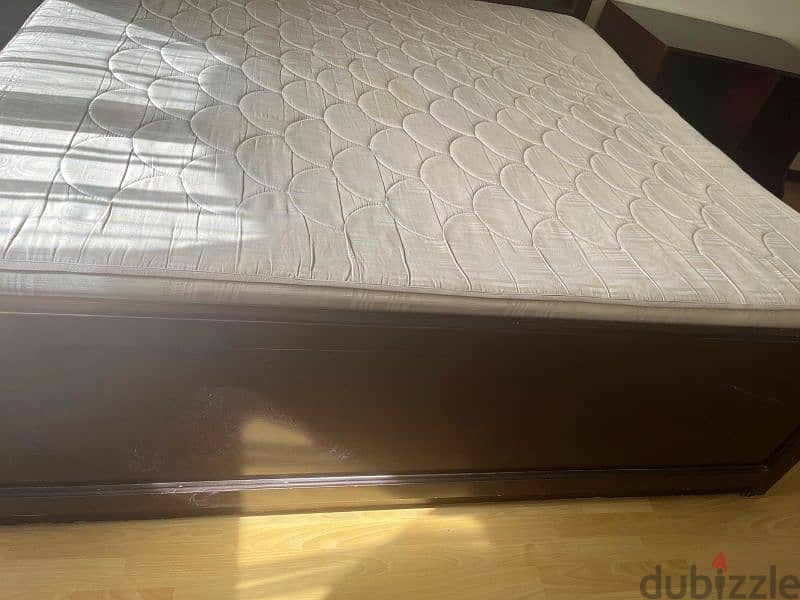 urgent sale bed with mattress and study table BD 90 1