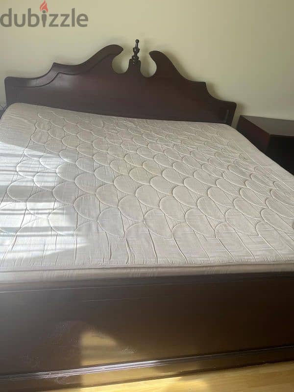 urgent sale bed with mattress and study table BD 90 2