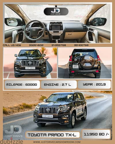 TOYOTA PRADO TX-L 2019 MODEL WELL-MAINTAINED CAR