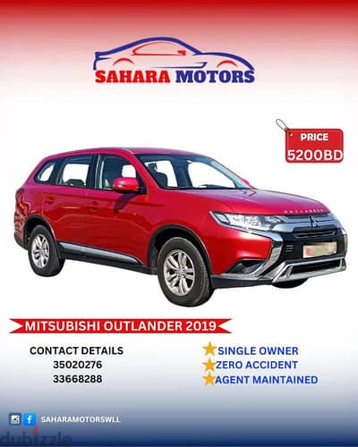 Mitsubishi Outlander 2019 Zero Accident Agency Maintained for Sale