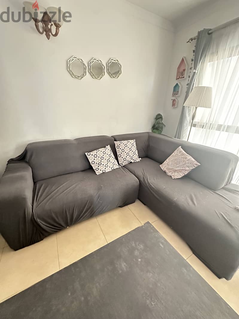 Sofa with cover and table 5