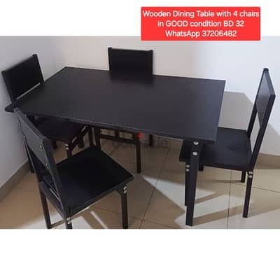 Wooden Dining Table with 4 chairs and other items for sale