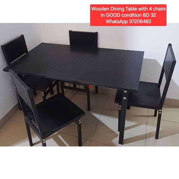 Wooden Dining Table with 4 chairs and other items for sale 0