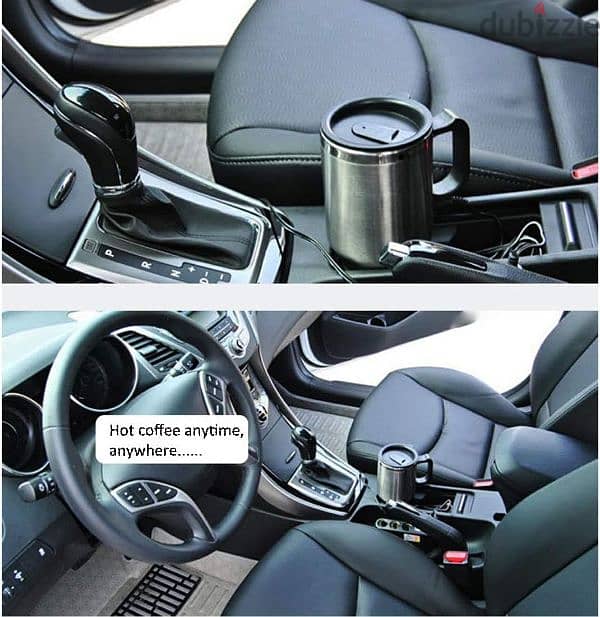 12V Car Heating Cup Stainless Steel  Coffee Mug Travel Thermos 1