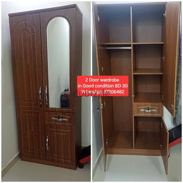 2 Door wardrobe with mirror and other items for sale 0