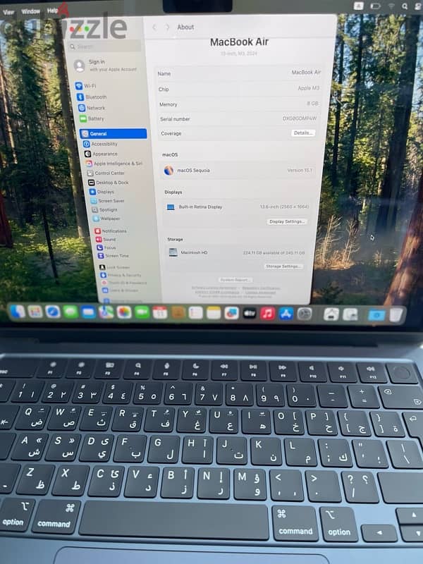 Used MacBook Air M3 13inch 256GB 4