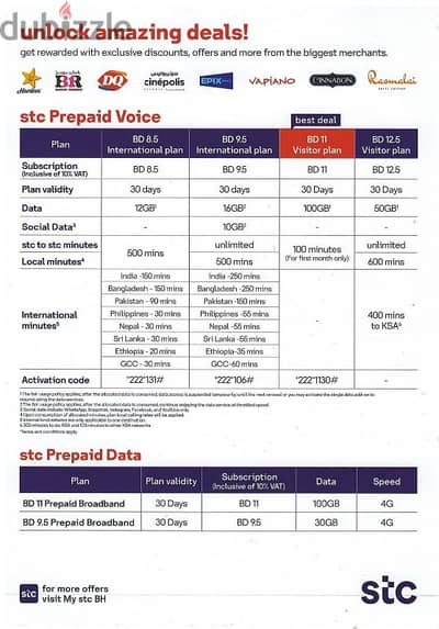 STC, Prepaid and Postpaid plans available with free delivery